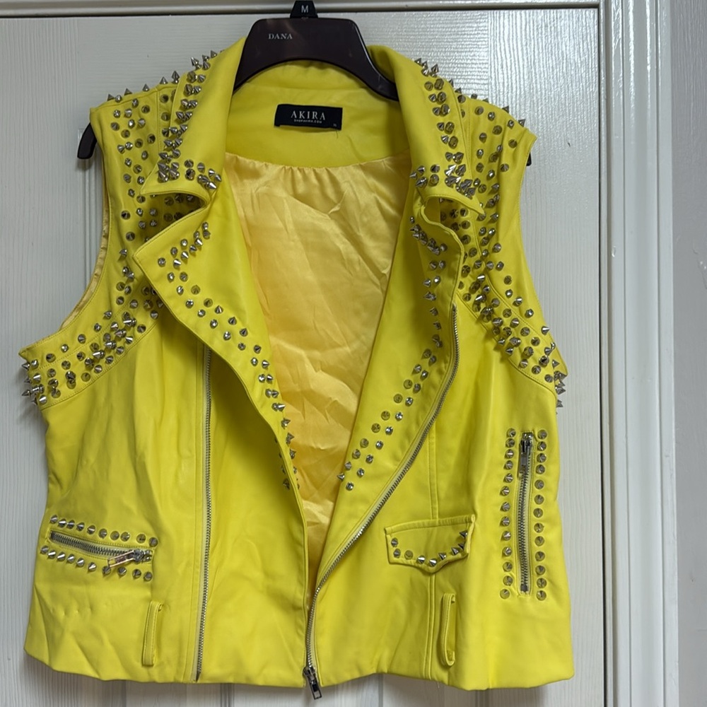 AKIRA Vibrant Yellow Studded Vest